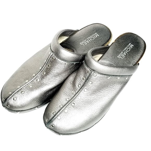 Michael Kors Shoes - Michael Kors Silver Clogs Slip On Size 8M